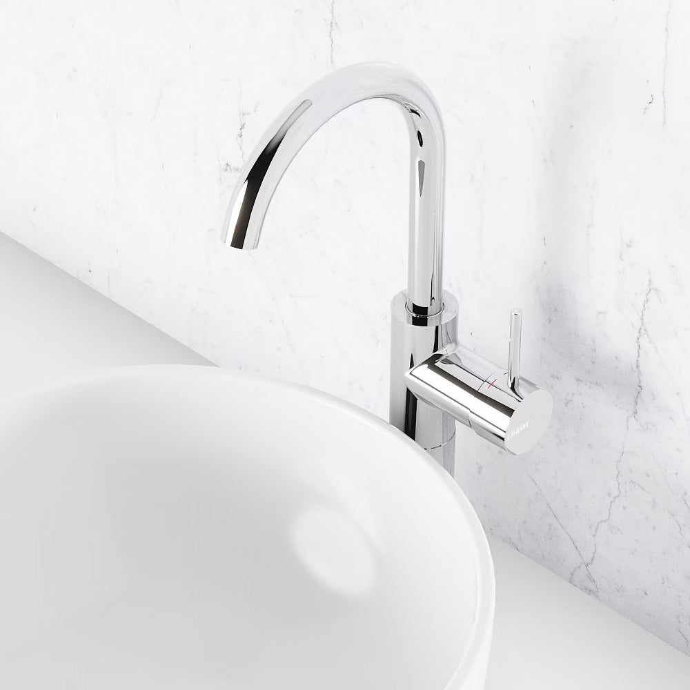 C.P. Hart Spillo Tall High Spout Single Lever Basin Mixer with Click Waste